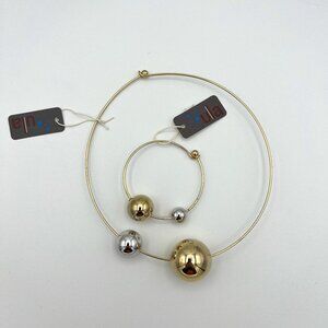 Gold Tone Bracelet & Necklace Matching Set